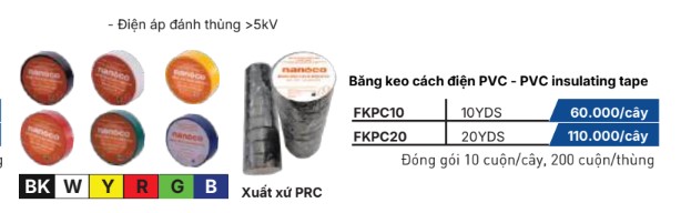 BẮNG KEO ĐIỆN ĐEN NANOCO 20YDS